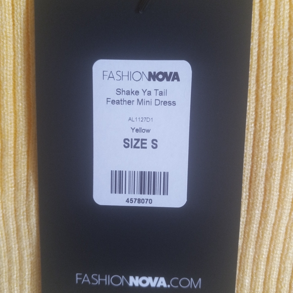 Brand new yellow women dress with feathers at the bottom 💛 NWT - Picture 4 of 7